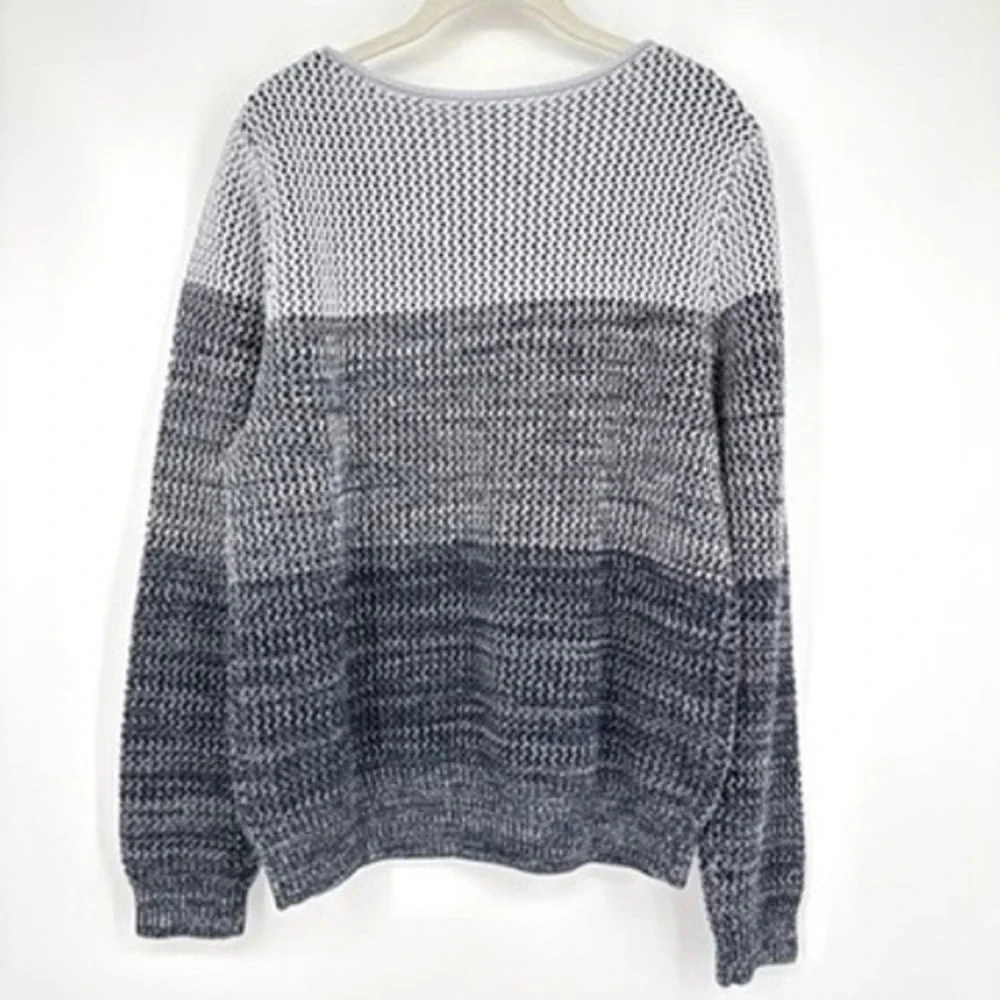 NWT Banana Republic Open Knit Ombre Cotton Pullover Sweater Blue Gray‎ Size XL